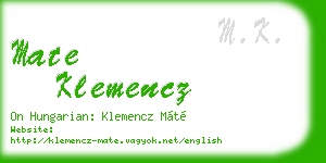 mate klemencz business card