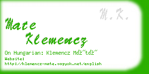 mate klemencz business card